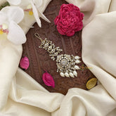 Vriksham White Victorian Diamond Maang Tikka-White Bead-G17590